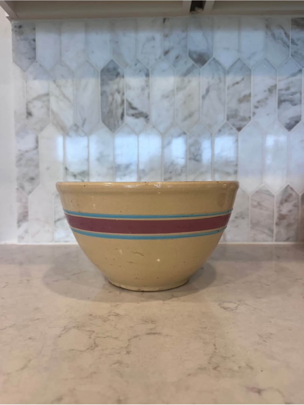 Vintage Watt Pottery striped mixing bowl